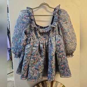 Selkie Blue Floral Mini Dress